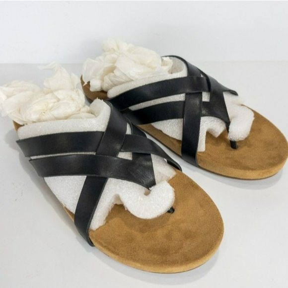 Lucky Brand Fillima Thong Sandals Black Leather -5.5 - Picture 2 of 5